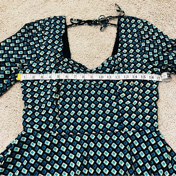 NWT! Band of Gypsies Band of the Free GENEVIEVE TEAL DIAMOND MINI DRESS. Large. - Picture 5 of 9